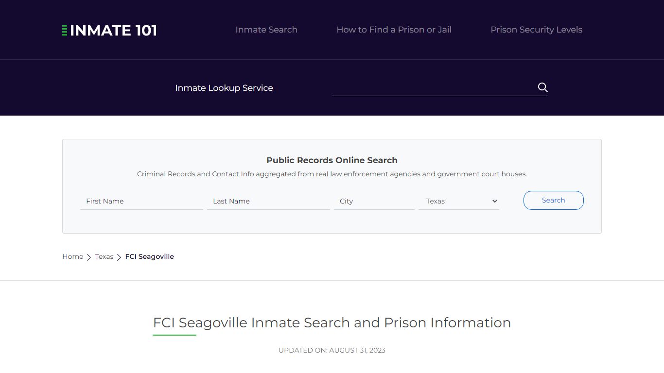FCI Seagoville Inmate Search | Lookup | Roster